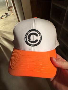 The Combine Run Two-Tone Trucker Hat - White & Neon Orange